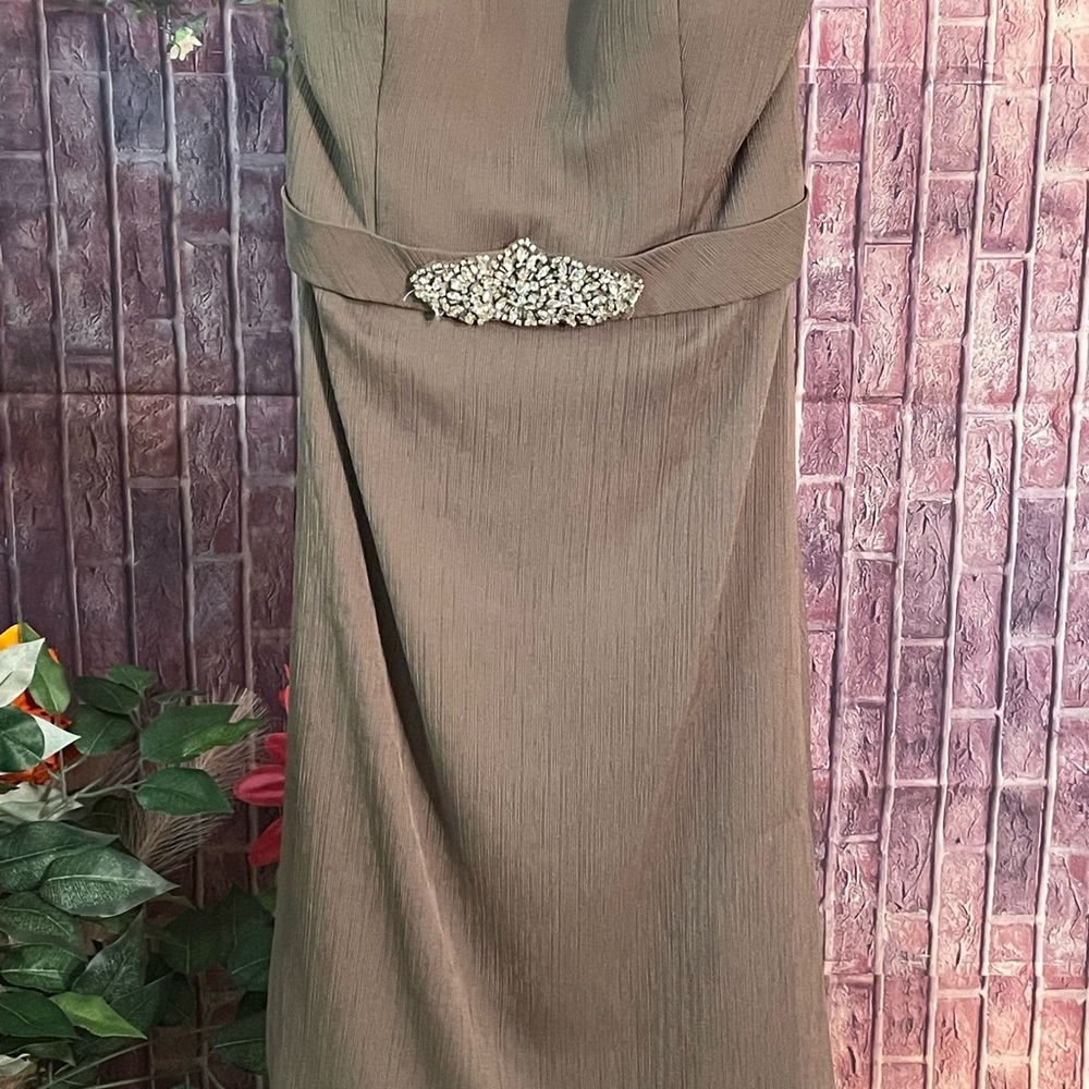 Bari Jay Brown Dress with Embellished Waist